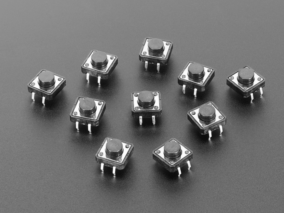 Adafruit 12mm Momentary Tactile Switches (10 Pack)
