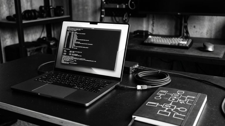 Monochrome technical illustration for How to Make Your First API Request with curl