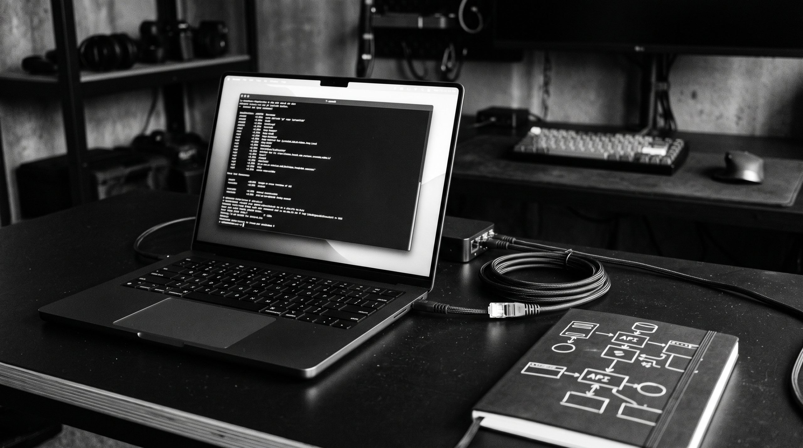 Monochrome technical illustration for How to Make Your First API Request with curl