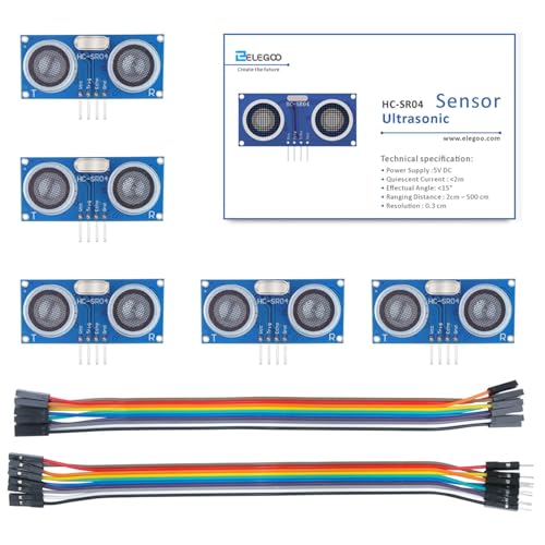 ELEGOO HC-SR04 Ultrasonic Distance Sensor, 5-Pack