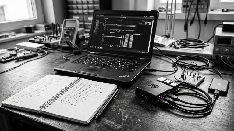 Monochrome technical illustration for Production Checklist for a Connected Project