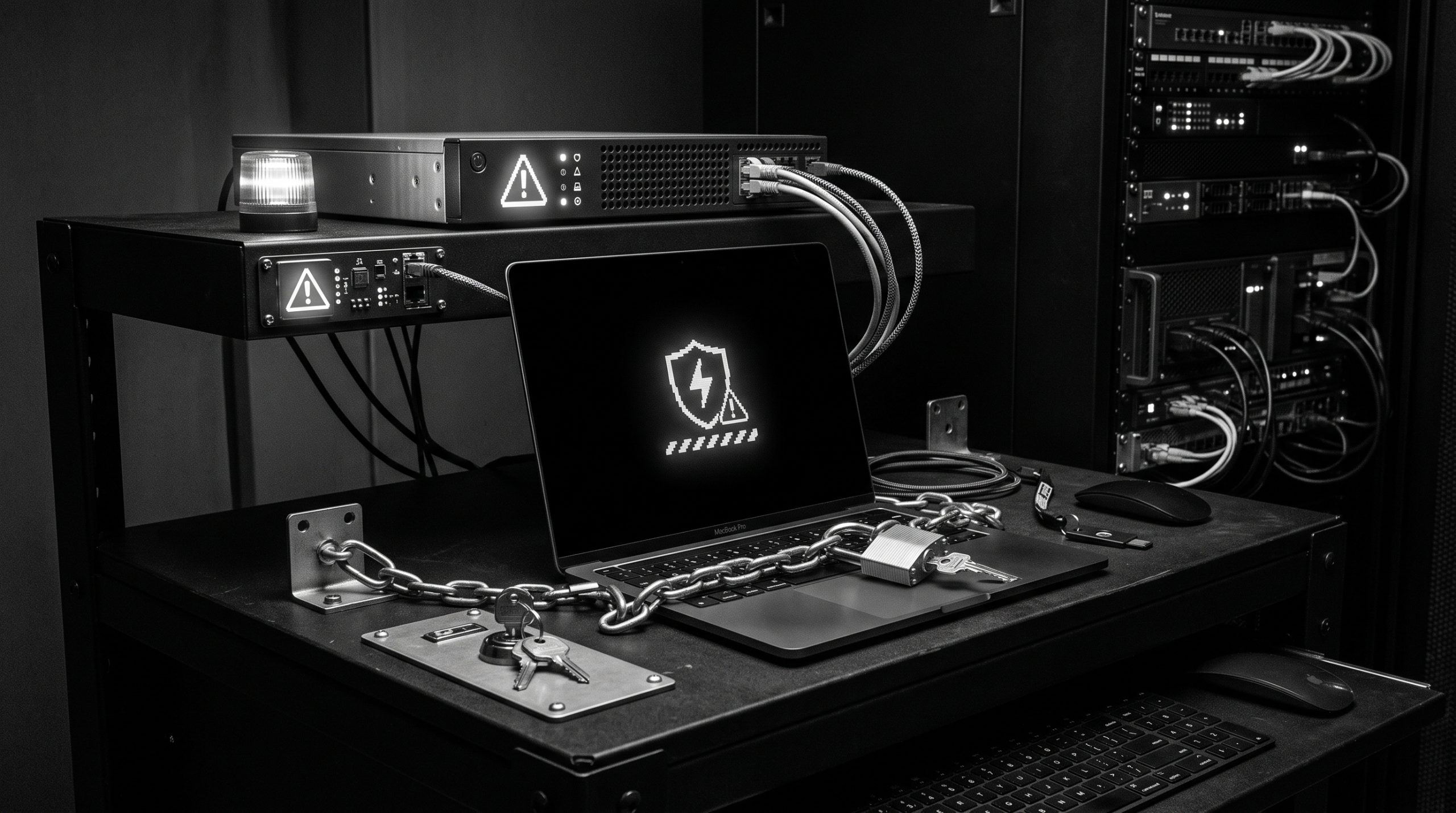 Monochrome technical illustration for REST API Authentication and Common Errors