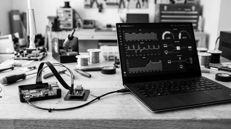 Monochrome technical illustration for Build a Meow Meow Scratch Dashboard