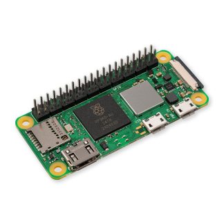 Raspberry Pi Zero 2 W board with a pre-soldered 40-pin male GPIO header